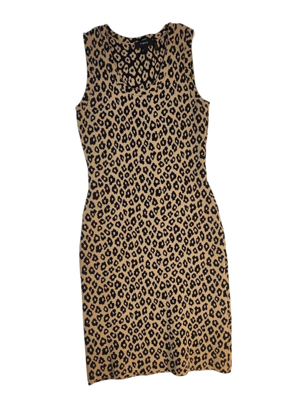 Theory Leopard Print Sheath Bandage Mini Dress Size S Sleeveless Tan Black